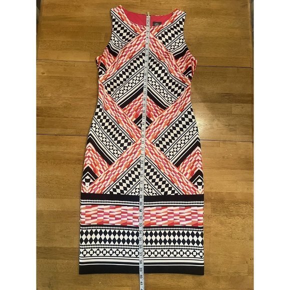 Vince Camuto Multicolor Geometric Print Sleeveless Sheath Pencil Dress Size 6 - Picture 3 of 10